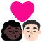 Kiss- Woman- Man- Dark Skin Tone- Light Skin Tone emoji on Microsoft
